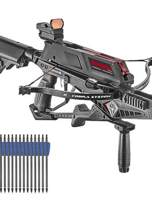 EK Archery Repeating Adder Crossbow 130 lb Cross Bow with 5 Shot auto-loading Magazine Includes 15 Carbon Arrows Bolts. Urban Preppers, Bushcraft, Home Defense, Target Shooters, Small Game Bow Hunting
