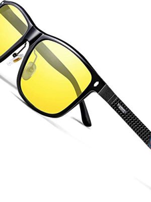 ATTCL Mens Night Vision Pro Driving Glasses - Polarized Yellow Night Driving Glasses, Ultra Light Al-Mg Metal Sunglasses with 7001 yeshi
