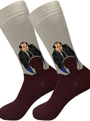 Balanced Co. Kevin's Famous Chili Funny Novelty Unisex Socks - Kevin Malone & Michael Scott Designs, Gift for Him - Red/Gray