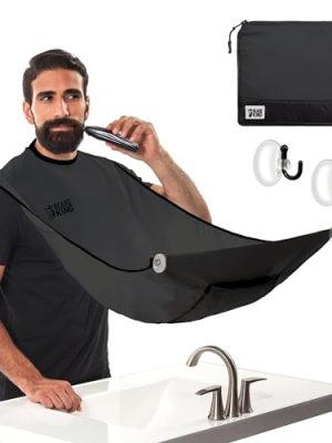 Beard King Beard Bib Apron - Shaving Set for Dad - As Seen on Shark Tank - Men's Hair Catcher for Shaving - Grooming Accessories - Packing Pouch, Black