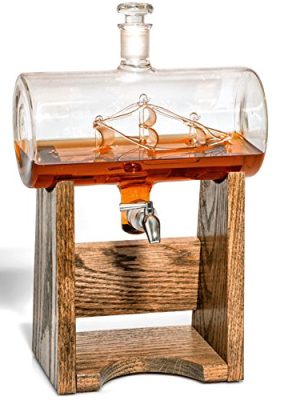 Bourbon Whiskey Decanter - 1150ml Liquor Dispenser for Rum, Vodka, Wine, Whiskey, Etc- Sailing/Boating Gifts for Men and Women, Nautical Decor Newlywed Gift, Unique Bourbon Gifts (Prestige Decanters)