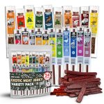 Buffalo Bob's Wild Game Meat Snacks (24 pack), Beef Jerky Assortment Pack of Flavorful Strips & Sticks, Exotic Jerky Gift Baskets for Men, Meat Variety Pack for Valentines & Christmas, Meat Bouquet