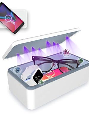 Cahot UV light Sanitizer Box, phone sanitizer with wireless charging, ultra-powerful 8 UV-C Sterilizer machine for Phone Toothbrush Nail Tools Jewelry and more