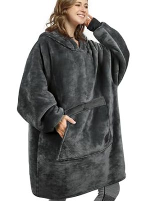 Catalonia Oversized Wearable Blanket Hoodie Sweatshirt, Comfortable Sherpa Lounging Pullover for Adults Men Women Teenagers Wife Girlfriend Gift