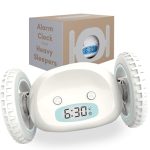 CLOCKY Extra Loud Alarm Clock for Heavy Sleepers on Wheels Rolls Runs Away Vibrating, Easy to Set Super Smart Snooze Digital Bed Shaker Alarm Clock Funny Gift for Adults Kids Teens Bedrooms (White)