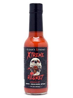 Elijah's Xtreme Regret Hot Sauce - Carolina Reaper and Trinidad Scorpion - The 2 Hottest Peppers in the World for an Extreme Fiery Heat