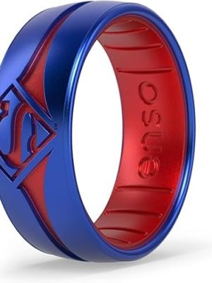 Enso Rings DC Comics Collection - Breathable Silicone Ring - Etched Design - Comfortable and Safe - Superman - Size 11