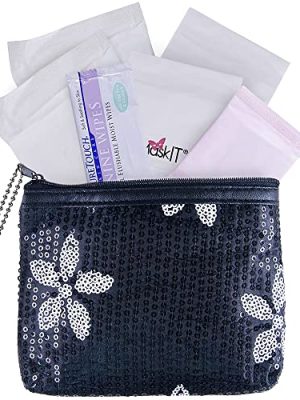 First Period Kit to-Go! - Organic Eco-Friendly Tween Pads & Liner - Period Bags for Teen Girls for School - Period Pouch & Teen Pads for Girls Ages 11-14, Teen Pads for Periods - Pads for Teens Girls