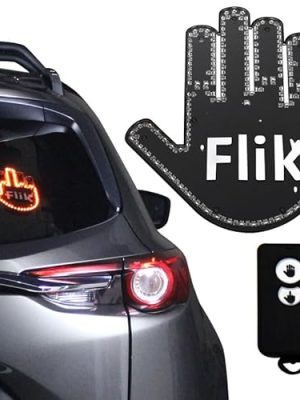 FLIK - THE ORIGINAL Middle Finger Light - Give The Bird & Wave to Drivers - Hottest Gifted Car Accessories, Truck Accessories Car Gadgets Road Rage Signs for Men, Women, Teens - Funny Back Window Sign