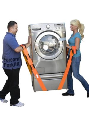 Forearm Forklift 2-Person Lifting and Moving Straps - Lift, Move and Carry Furniture, Appliances, Mattresses or Any Item up to 800 lbs. Safely and Easily Like a Pro, Orange