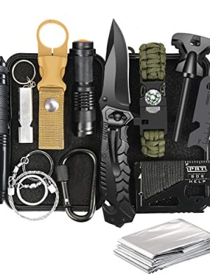 Gifts for Dad Men Husband Fathers Day, Survival Kit, Emergency Survival Gear and Equipment 14 in 1, Anniversary Birthday Gifts for Him Boyfriend, Hunting Fishing Camping Accessories, Cool Gadget