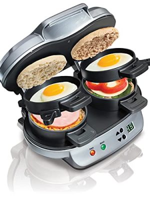 Hamilton Beach Dual Breakfast Sandwich Maker with Timer, Silver (25490)