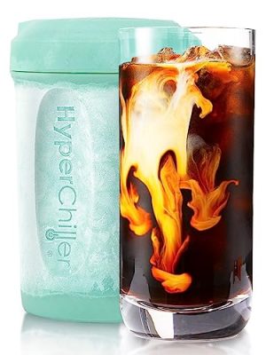 HyperChiller HC1 Patented Iced Coffee/Beverage Cooler, NEW, IMPROVED,STRONGER AND MORE DURABLE! Ready in One Minute, Reusable for Iced Tea, Wine, Spirits, Alcohol, Juice, 12.5 Oz, Mint