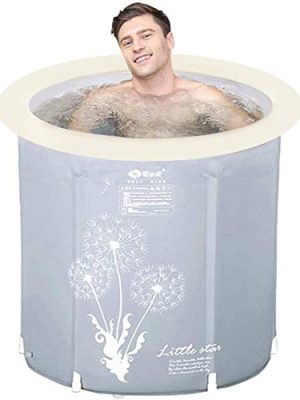 Hyun times Portable Foldable Bathtub, Plastic Free Standing Bathing Tub - Ideal for Small Shower Stall, Bathroom Spa, Easy to Install (Size : 29.6 inch)