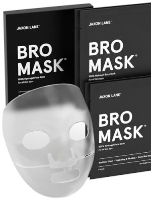 JAXON LANE BRO MASK: Korean Face Mask for Men | 2 Pc. Hydrating Anti Aging Sheet Masks Contains Vitamin C, Vitamin E, Hyaluronic Acid, Hydrolyzed Collagen for Face Care & Acne Treatment (4 Pack)