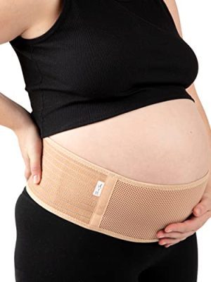 Jill & Joey Maternity Belt - Belly Band for Pregnant Women - Back Brace & Belly Support - Pregnancy Must-Have - Back Pain Relief (Beige, Medium)