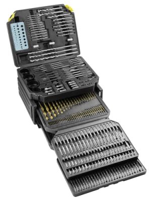 K Tool International 10330 Automotive Plastic/Steel/Wood Premium Drill Bit/Accessory Set for Garages, Repair Shops, and DIY, 16"x13"x9.5" Portable Carrying Case, (2) Folding Trays, Black, 326 Piece