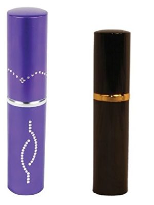 Ladies Self Defense Protection Bundle - Stun Master Lipstick Stun Gun (Purple) Plus Pepper Shot Lipstick Pepper Spray (Black)