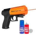 Mace Pepper Spray Gun - 20 Feet Range, Includes Pepper Spray & Inert Water Cartridge Set, Max Strength 10% OC Formula, Long Lasting UV Dye, LED Strobe, Self Defense Pepper Gun Pistol for Women & Men
