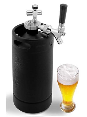 NutriChef Pressurized Growler Tap System, 128oz Powder Coated Mini Keg Dispenser Portable Kegerator Kit, Co2 Pressure Regulator Keeps Carbonation for Craft Beer, Draft and Homebrew