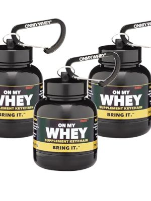 OnMyWhey - Protein Powder and Supplement Funnel Keychain, Portable to-Go Container for The Gym, Workouts, Fitness, and Travel - TSA Approved, Classic 3-Pack