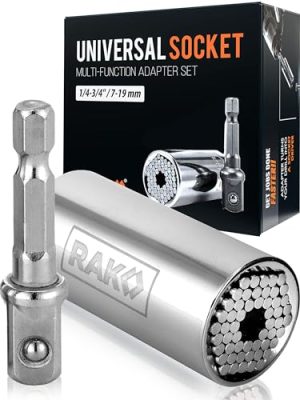 RAK Universal Socket Tool - Stocking Stuffer Gifts for Men - Adjustable Wrench and Adapter Set for Husband, Mechanic, Handyman, Tools for Men - Valentine's Gifts for Him