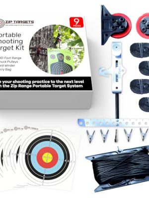 Shooting Target Kit, Zip Range, Zip Targets, Paper Targets, Pistol Practice, Air Rifles, Airsoft, Paintball, Slingshot, 12 x 18 inch Silhouette Splatter Target, Clay, 100ft Paracord