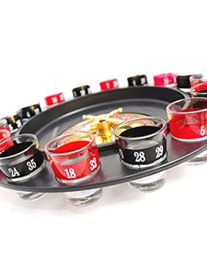 Shot Glass Roulette - Drinking Game Set (2 Balls and 16 Glasses)