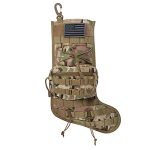 Speed Track Tactical Christmas Stocking, with Flag Patch MOLLE Webbing, Zip Pocket, MOLLE Clips, Gift for Veterans Military Patriotic and Outdoorsy People, Khaki Camouflage