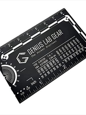 The Authentic Pocket Engineer - Small Metal Engineering Ruler Protractor Compass Scale, Techie Graduation Gadget Multitool, Mechanical/Civil Engineers Gift, Metric Mini 3 Inch Tool- Genius Lab Gear