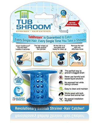 TubShroom Revolutionary Tub Drain Protector Hair Catcher/Strainer/Snare, Blue