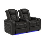Valencia Tuscany Home Theater Seating | Premium Top Grain Italian Nappa 11000 Leather Wall-Hugging Recliner with Power Reclining, Lumbar Support & Headrest (Row of 2,Black)