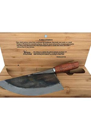 Verve Culture Artisan Forged Steel Thai Moon Knife - Authentic Traditional Carbon Steel Knife Hand Crafted in Thailand