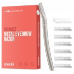 ZOMCHI Eyebrow Razor, Face Razors for Women&Men, Eyebrow Trimmer Shaper with Precision Cover,Facial Shaver with 6 Blades (Silver)